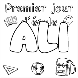 Coloraci&oacute;n del nombre ALI - decorado primer d&iacute;a de escuela