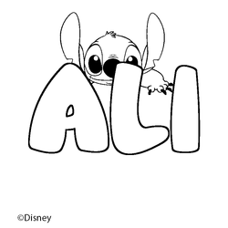Coloraci&oacute;n del nombre ALI - decorado Stitch