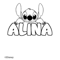 Coloraci&oacute;n del nombre ALINA - decorado Stitch