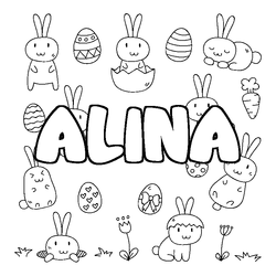 Coloraci&oacute;n del nombre ALINA - decorado Pascua