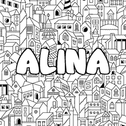 Coloraci&oacute;n del nombre ALINA - decorado ciudad