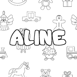 Coloraci&oacute;n del nombre ALINE - decorado juguetes