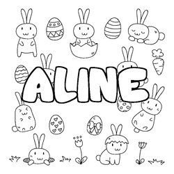 Coloraci&oacute;n del nombre ALINE - decorado Pascua