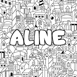 Coloraci&oacute;n del nombre ALINE - decorado ciudad