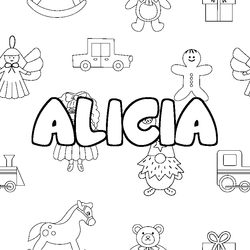 Coloraci&oacute;n del nombre ALICIA - decorado juguetes