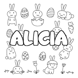 Coloraci&oacute;n del nombre ALICIA - decorado Pascua