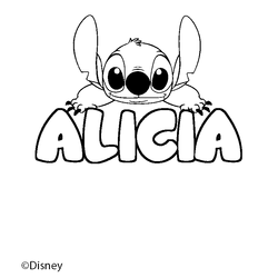 Coloraci&oacute;n del nombre ALICIA - decorado Stitch