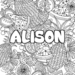 Coloraci&oacute;n del nombre ALISON - decorado mandala de frutas