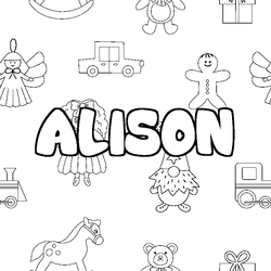 Coloraci&oacute;n del nombre ALISON - decorado juguetes