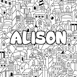 Coloraci&oacute;n del nombre ALISON - decorado ciudad
