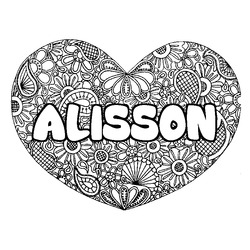 Coloraci&oacute;n del nombre ALISSON - decorado mandala de coraz&oacute;n