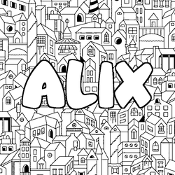 Coloraci&oacute;n del nombre ALIX - decorado ciudad