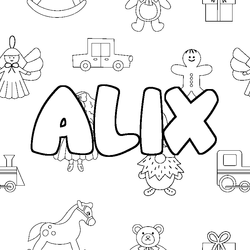 Coloraci&oacute;n del nombre ALIX - decorado juguetes