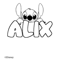 Coloraci&oacute;n del nombre ALIX - decorado Stitch
