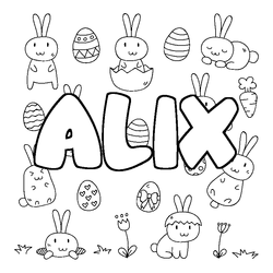 Coloraci&oacute;n del nombre ALIX - decorado Pascua