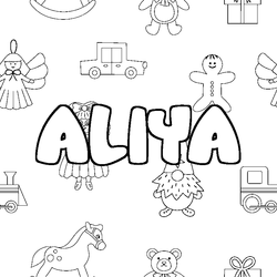 Coloraci&oacute;n del nombre ALIYA - decorado juguetes