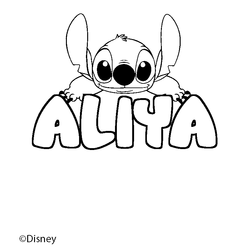 Coloraci&oacute;n del nombre ALIYA - decorado Stitch