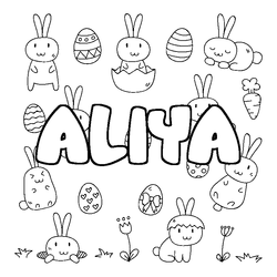 Coloraci&oacute;n del nombre ALIYA - decorado Pascua