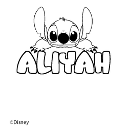 Coloraci&oacute;n del nombre ALIYAH - decorado Stitch