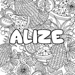 Coloraci&oacute;n del nombre ALIZE - decorado mandala de frutas