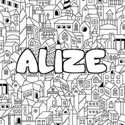 Coloraci&oacute;n del nombre ALIZE - decorado ciudad