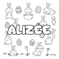 Coloraci&oacute;n del nombre ALIZ&Eacute;E - decorado Pascua