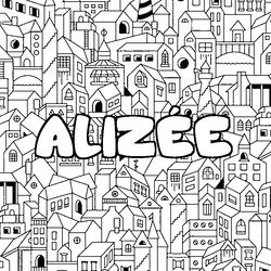 Coloraci&oacute;n del nombre ALIZ&Eacute;E - decorado ciudad