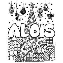 Coloraci&oacute;n del nombre ALOIS - decorado &aacute;rbol de Navidad y regalos