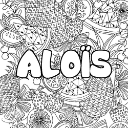 Coloraci&oacute;n del nombre ALO&Iuml;S - decorado mandala de frutas