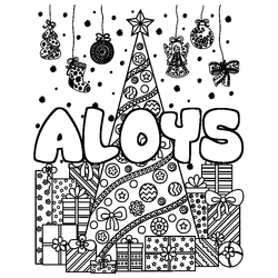 Coloraci&oacute;n del nombre ALOYS - decorado &aacute;rbol de Navidad y regalos
