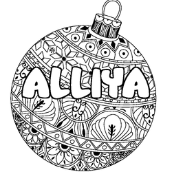 Coloraci&oacute;n del nombre ALLIYA - decorado bola de Navidad