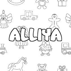 Coloraci&oacute;n del nombre ALLIYA - decorado juguetes