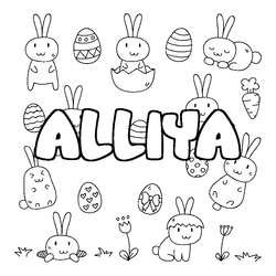 Coloraci&oacute;n del nombre ALLIYA - decorado Pascua