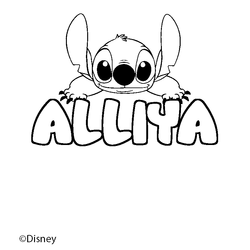 Coloraci&oacute;n del nombre ALLIYA - decorado Stitch