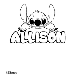 Coloraci&oacute;n del nombre ALLISON - decorado Stitch