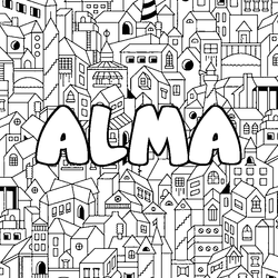 Coloraci&oacute;n del nombre ALMA - decorado ciudad