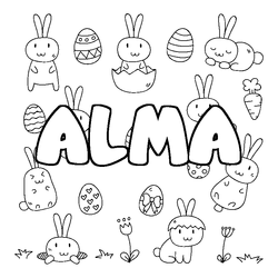 Coloraci&oacute;n del nombre ALMA - decorado Pascua