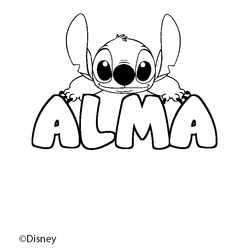 Coloraci&oacute;n del nombre ALMA - decorado Stitch