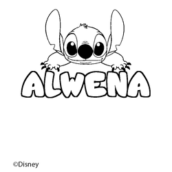 Coloraci&oacute;n del nombre ALWENA - decorado Stitch