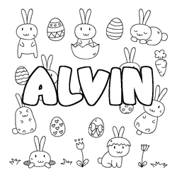 Coloraci&oacute;n del nombre ALVIN - decorado Pascua