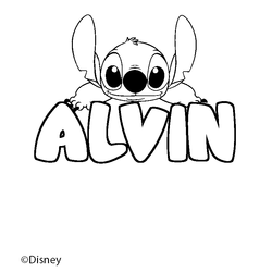 Coloraci&oacute;n del nombre ALVIN - decorado Stitch