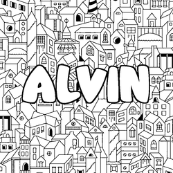 Coloraci&oacute;n del nombre ALVIN - decorado ciudad