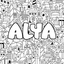 Coloraci&oacute;n del nombre ALYA - decorado ciudad