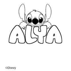 Coloraci&oacute;n del nombre ALYA - decorado Stitch
