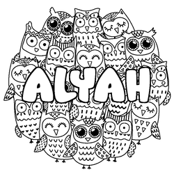 Coloraci&oacute;n del nombre ALYAH - decorado b&uacute;hos