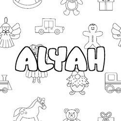 Coloraci&oacute;n del nombre ALYAH - decorado juguetes