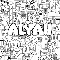 Coloraci&oacute;n del nombre ALYAH - decorado ciudad