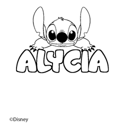 Coloraci&oacute;n del nombre ALYCIA - decorado Stitch