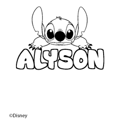 Coloraci&oacute;n del nombre ALYSON - decorado Stitch