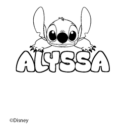 Coloraci&oacute;n del nombre ALYSSA - decorado Stitch